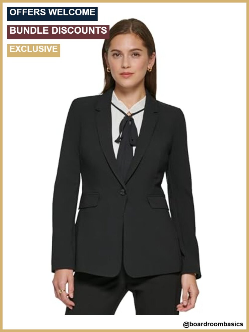 Women's Business Casual One-Button Blazer with Notch Collar